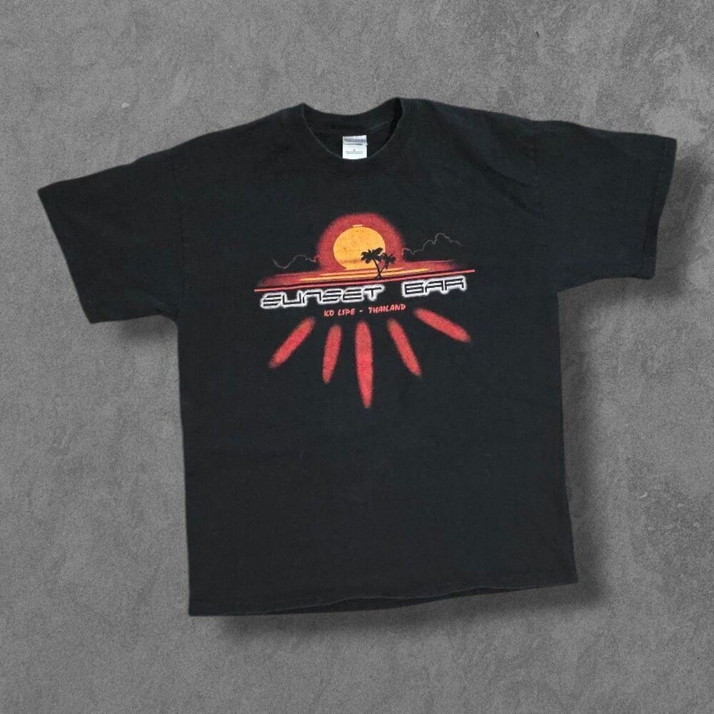 Vintage Thailand Sunset Bar Graphic Shirt Mens Large Nature